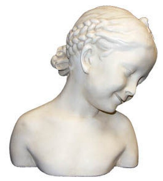 Child With Braids - Smiling Girl Bust Statue Decorative Head Young 